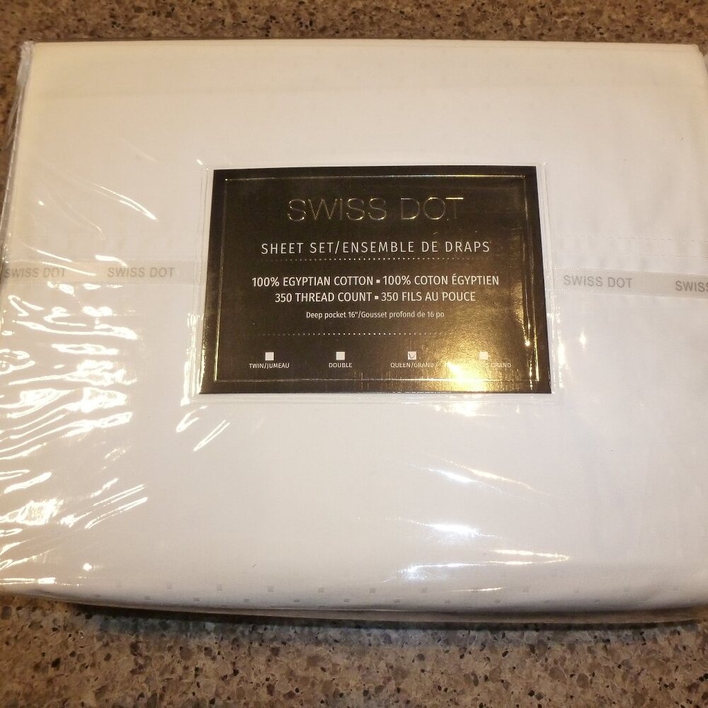 Swiss Dot White Queen Sheet Set